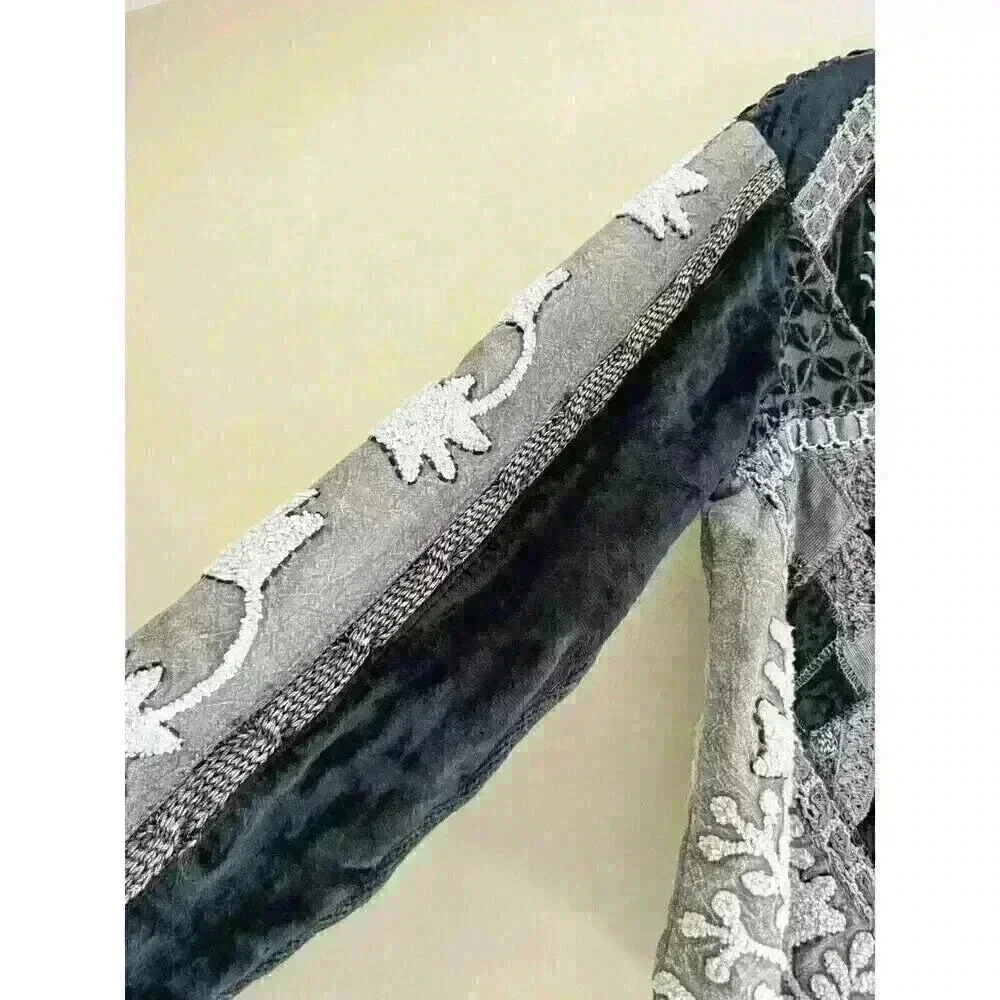 Coldwater Creek Grey Patchwork Button Down Jacket… - image 6